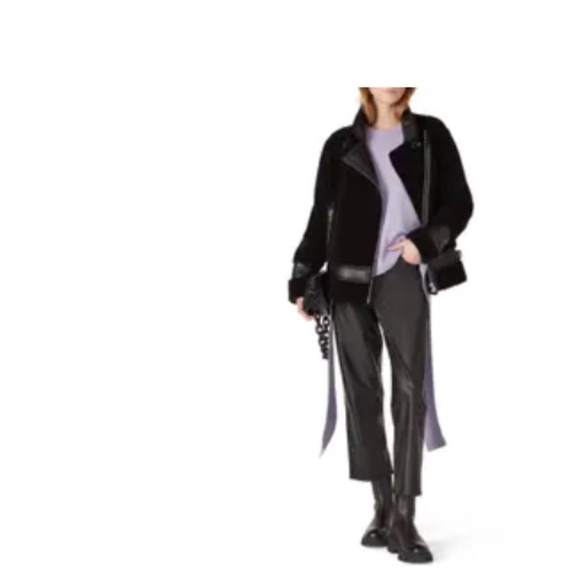 Soia & Kyo Linnea Faux Sherpa Biker Jacket Black Large ❄️ Oversized Moto Style - Picture 4 of 10